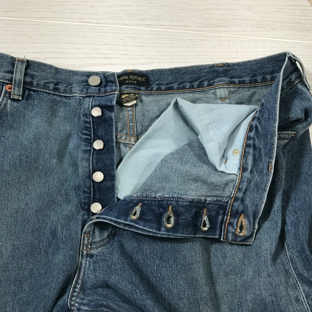 Vintage Banana Republic Jeans Men 38x34 Blue Button Fly Cotton High Rise Dad Y2K